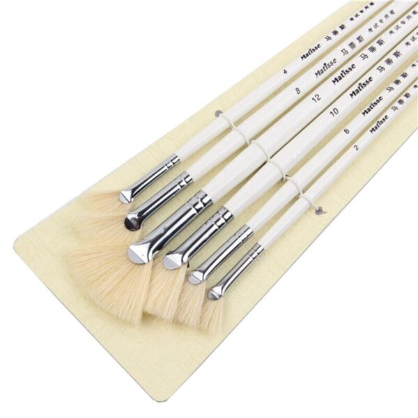 Cream Color Oil Paint Brush 6 Pcs Set
